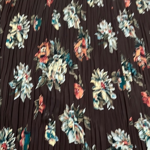 Tweeds Brown Floral Pleated Skirt Size M - Picture 2 of 4